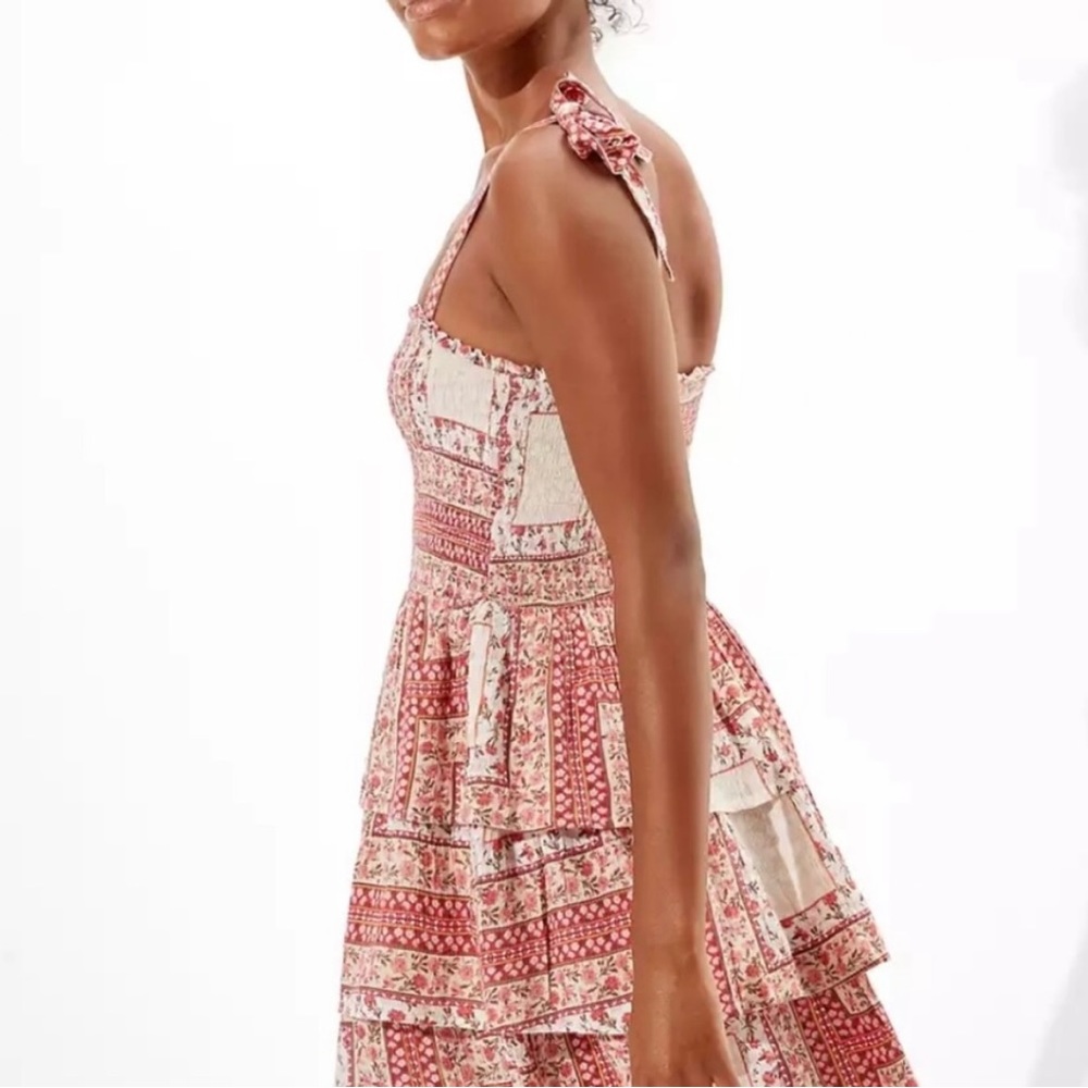 Small American Eagle Patchwork Floral Smock Tiered Dress